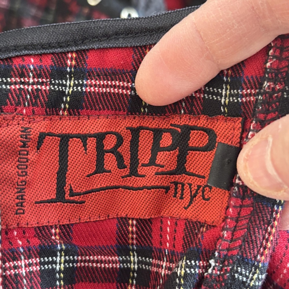 Tripp NYC Plaid Lace Corset Top Size 1X Punk Goth Emo Y2K Grommet - Picture 6 of 15